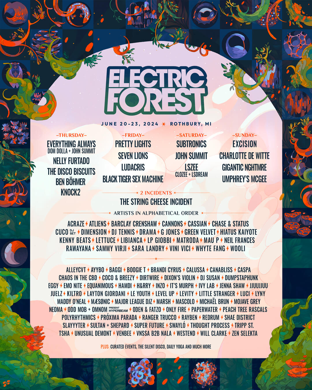 2024 Electric Forest Lineup poster