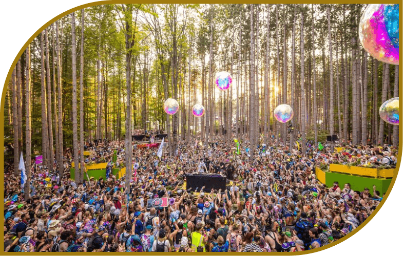 View of crowd and bubbles