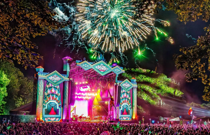 fireworks and stage